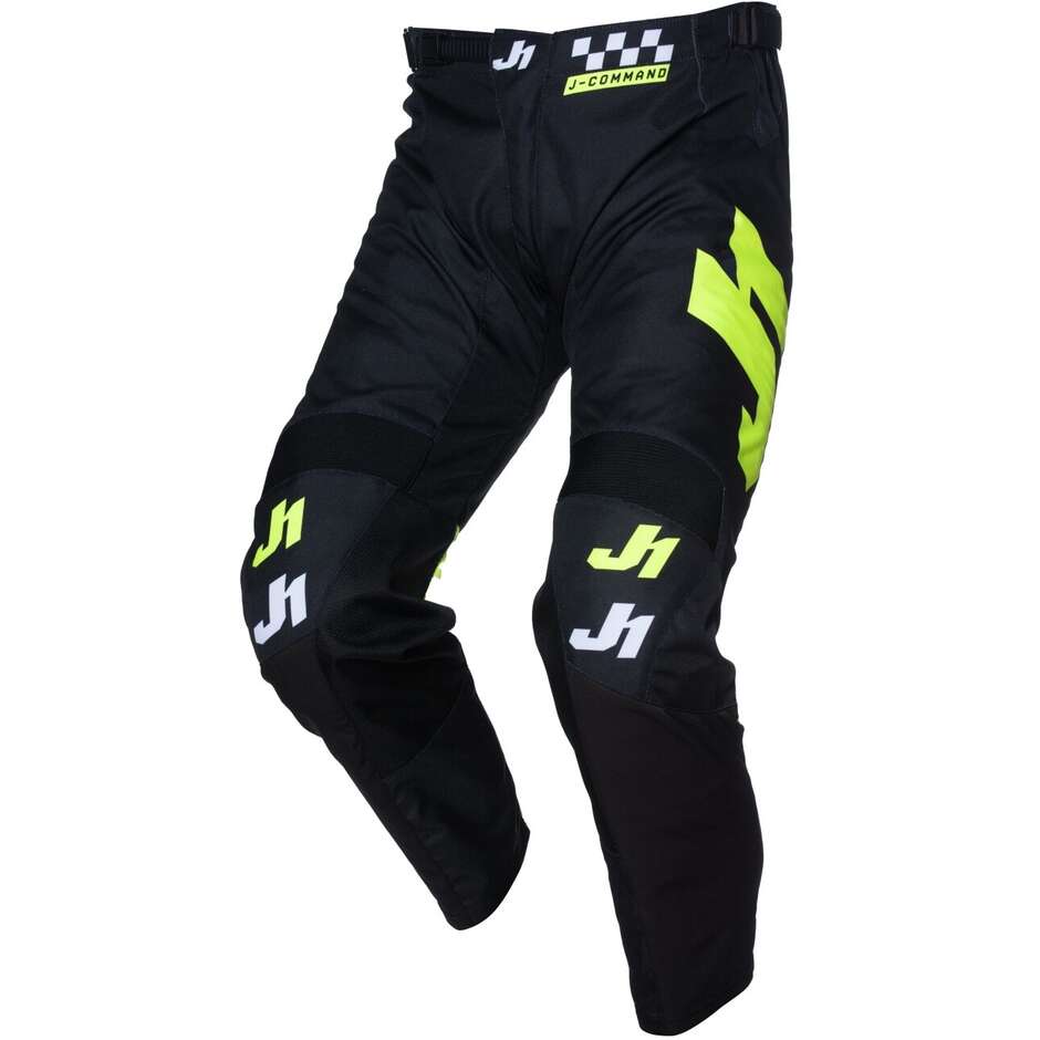 Just1 J-COMMAND Competition Cross Enduro Motorcycle Pants Black Yellow Fluo