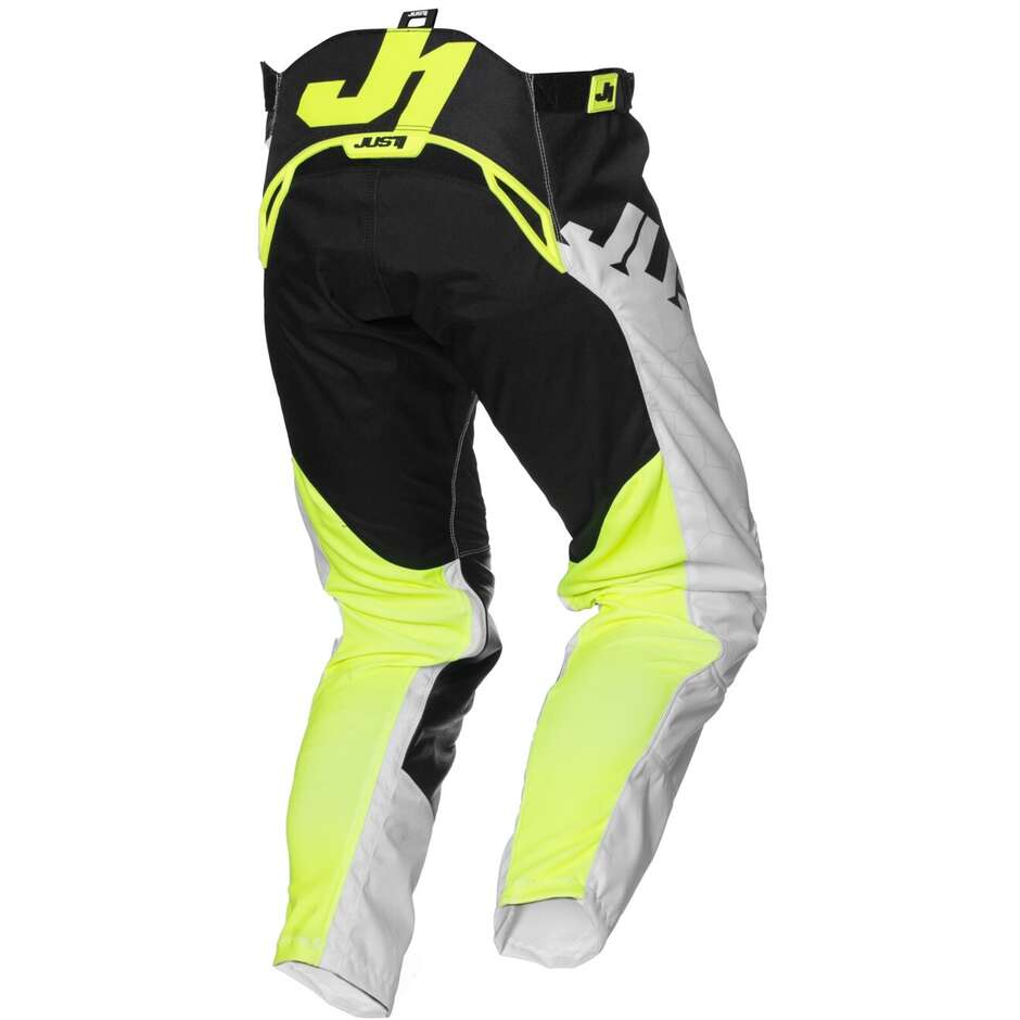 Just1 J-FORCE Hexa Cross Enduro Motorcycle Pants Black White Yellow Fluo
