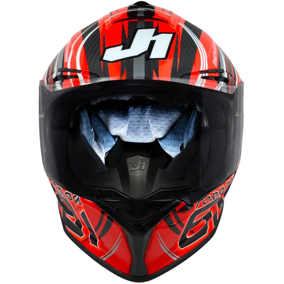 Just1 J-gpr Torres Replica Drudi Full Face Racing Motorcycle Helmet, Perf. Design, Red Fluoo 22.06