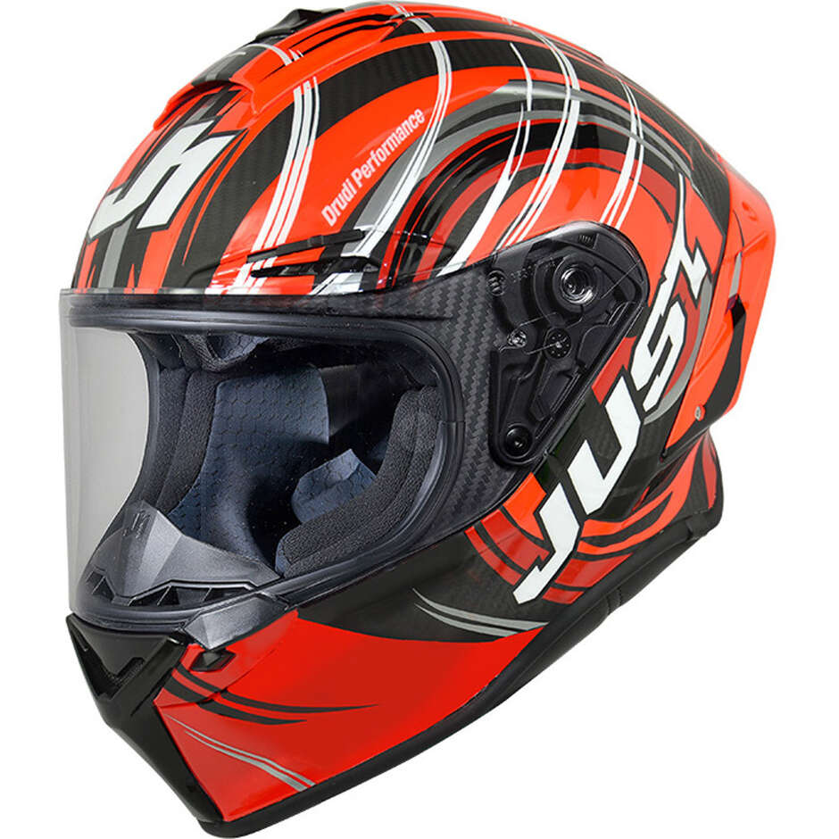 Just1 J-gpr Torres Replica Drudi Full Face Racing Motorcycle Helmet, Perf. Design, Red Fluoo 22.06
