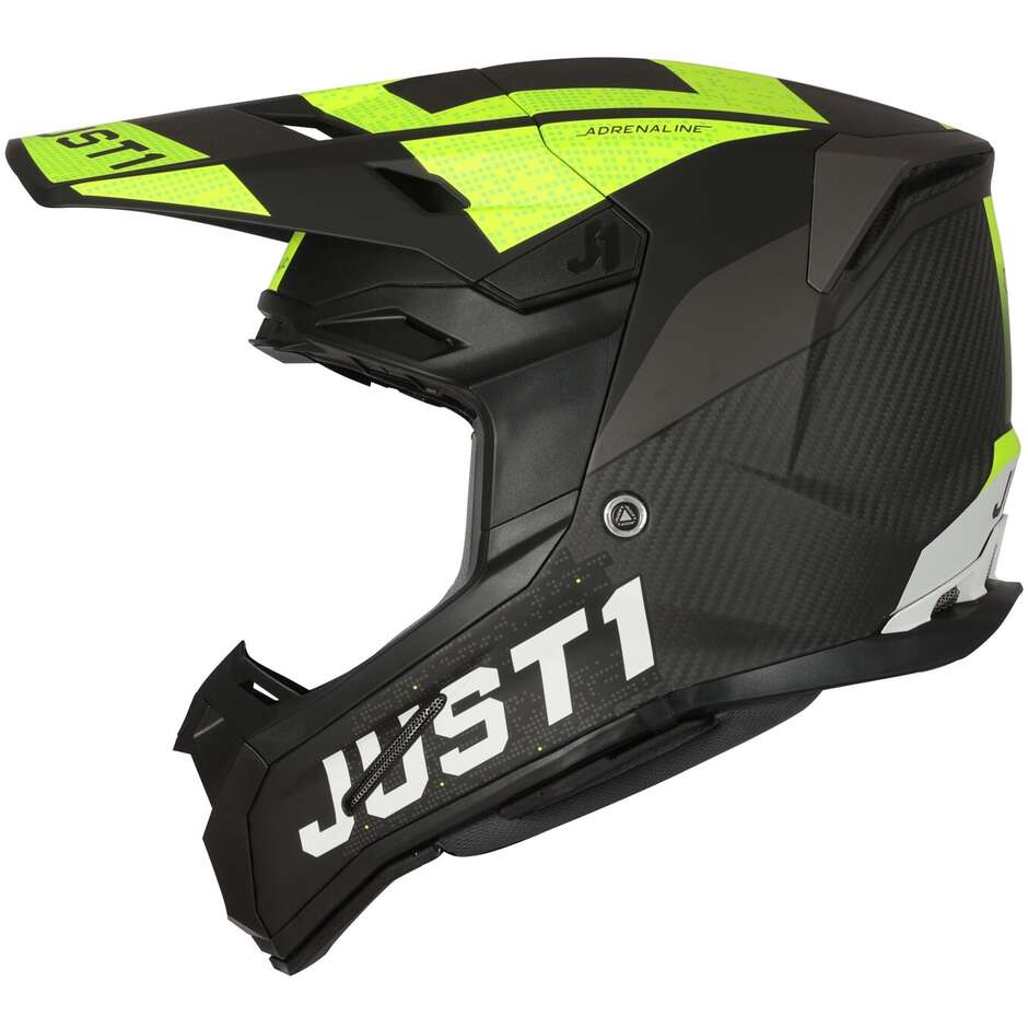 Just1 J22 Adrenaline Cross Enduro Motorcycle Helmet Black Fluo Yellow Carbon Matt 22.06