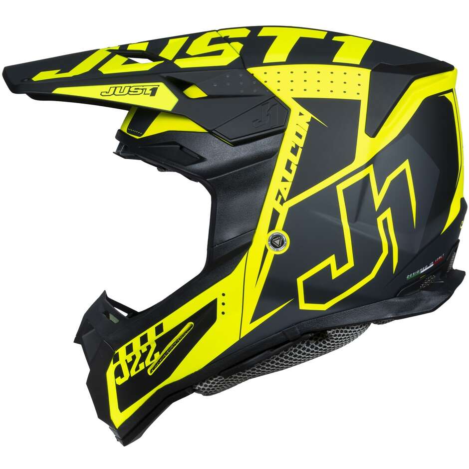 Just1 J22-f Falcon Titanium Cross Enduro Motorcycle Helmet Black Fluo Yellow