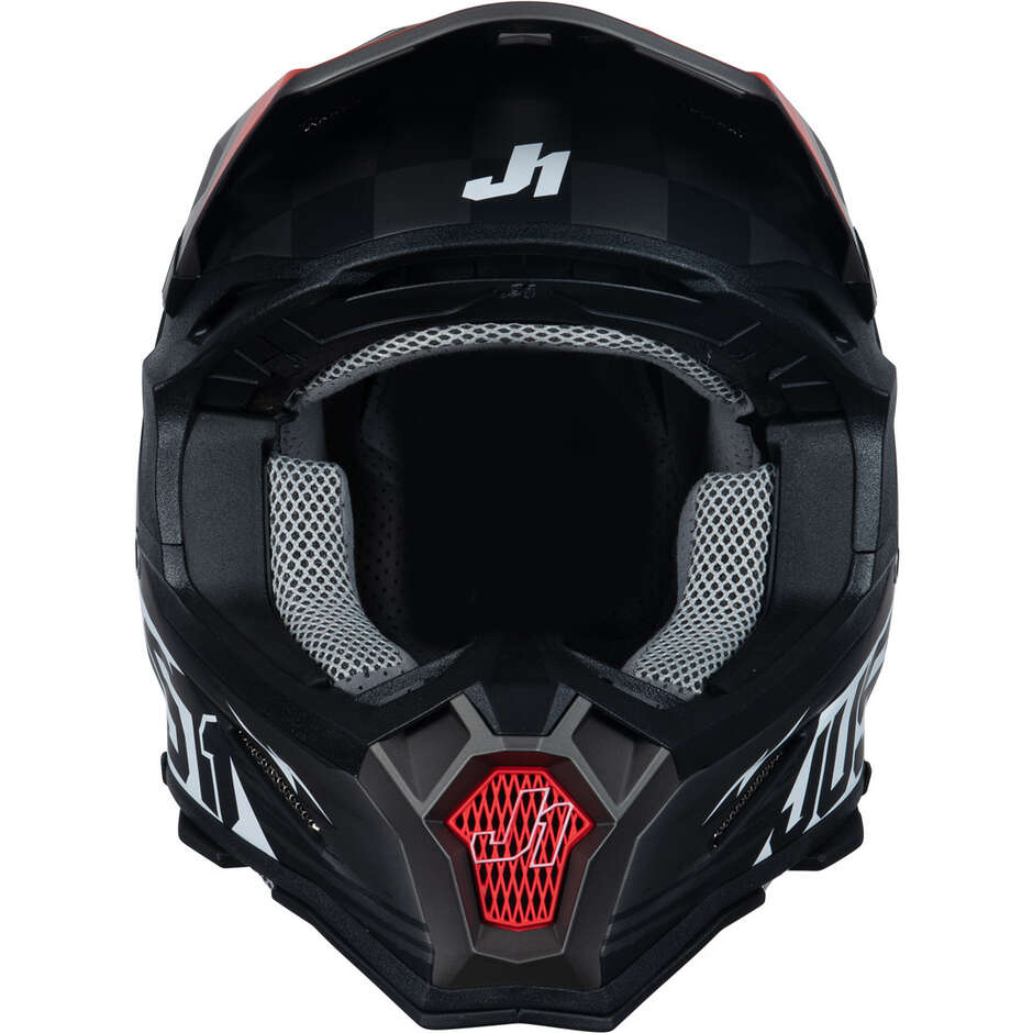 Just1 J22 Flagman Fiberglass Cross Enduro Motorcycle Helmet Red Black