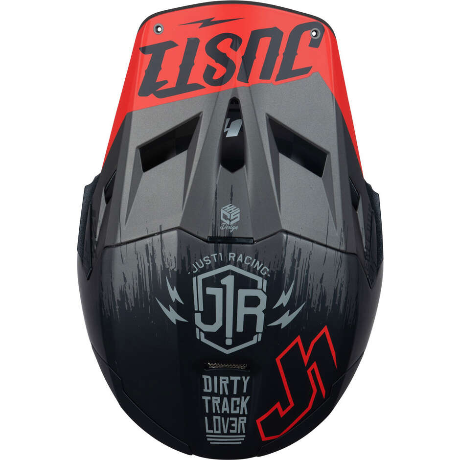 Just1 J22 Flagman Fiberglass Cross Enduro Motorcycle Helmet Red Black
