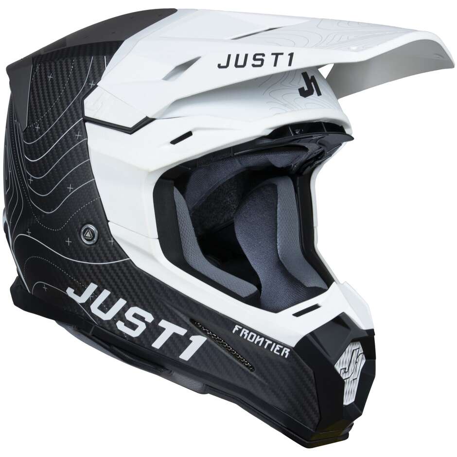 Just1 J22 Frontier Cross Enduro Motorcycle Helmet Black White Carbon 22.06