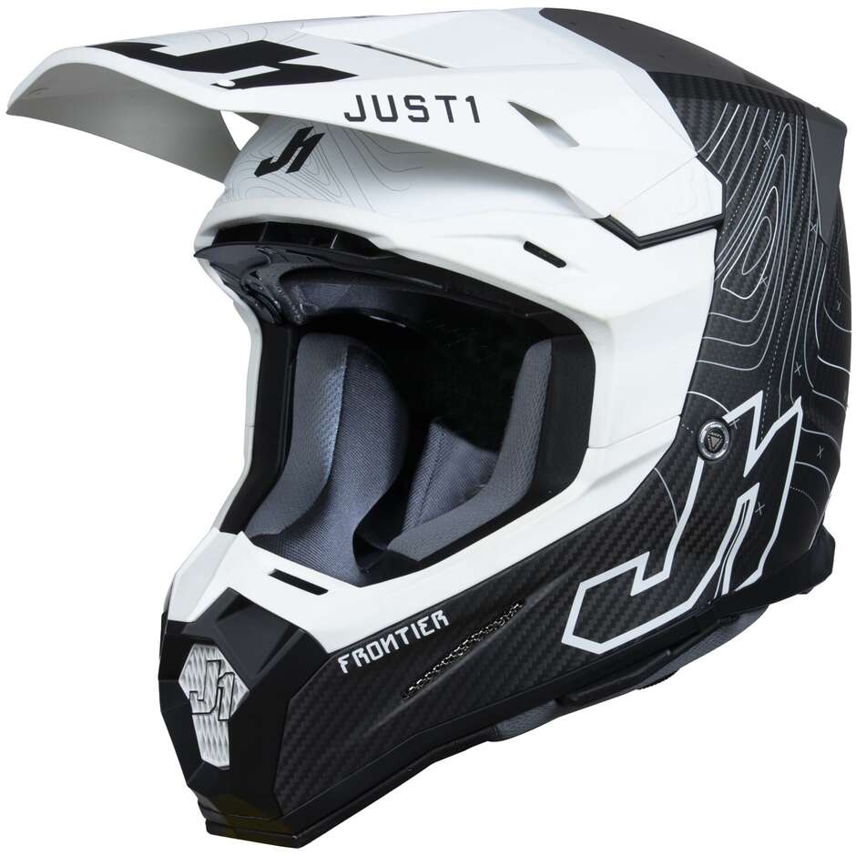 Just1 J22 Frontier Cross Enduro Motorcycle Helmet Black White Carbon 22.06
