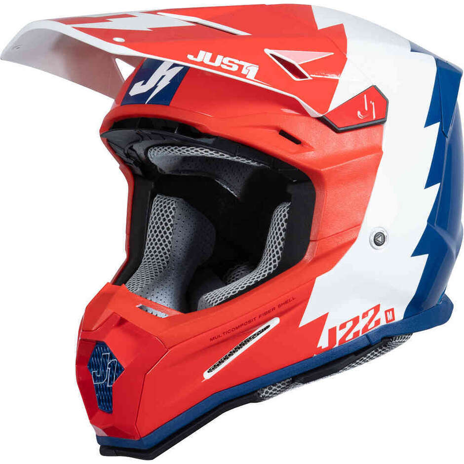 Just1 J22 Revolte Red Blue Fibre Cross Enduro Motorradhelm