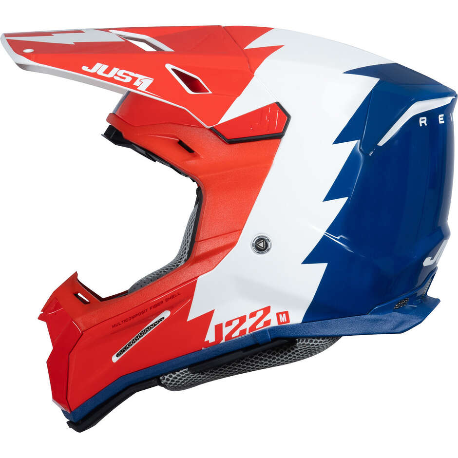 Just1 J22 Revolte Red Blue Fibre Cross Enduro Motorradhelm