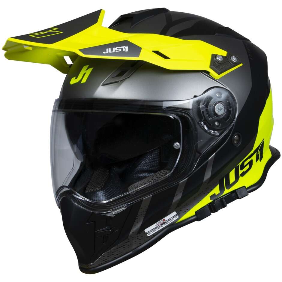 Just1 J34 Pro Outerspace Adventure Integral Motorcycle Helmet White Fluo Yellow Black