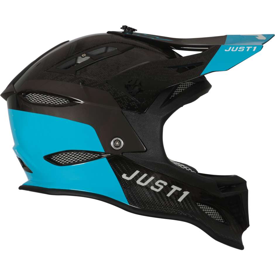 Just1 JDH + Mips Dual MTB Integral Bike Helmet Black Light Blue Glossy Carbon