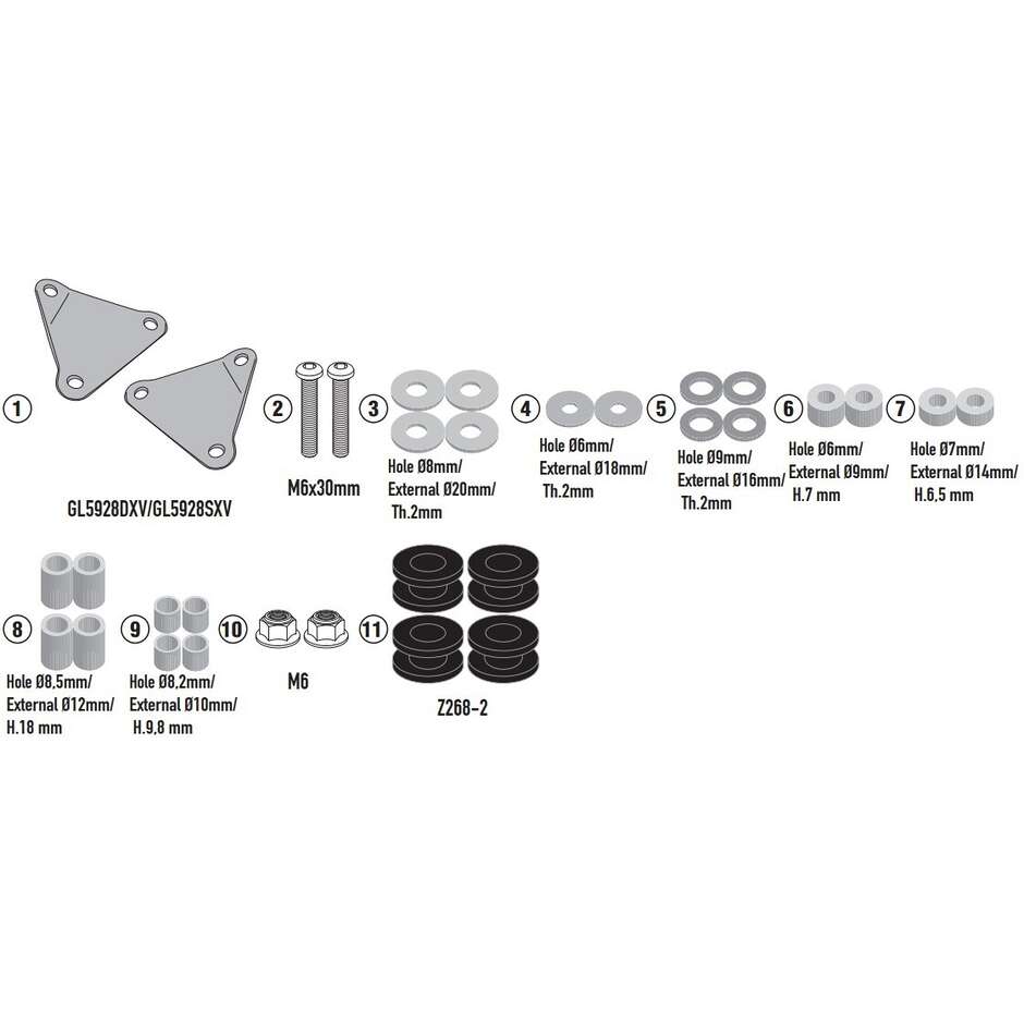 Kappa D6126KITK Windshield Mounting Kit for KYMCO DOWNTOWN 350 GT (2024-2025)