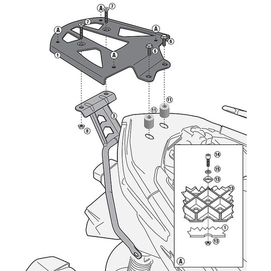 Kappa KR2117M Heckspindel für Monolock-Koffer, speziell für Yamaha X-Max 125-250 (14-17)