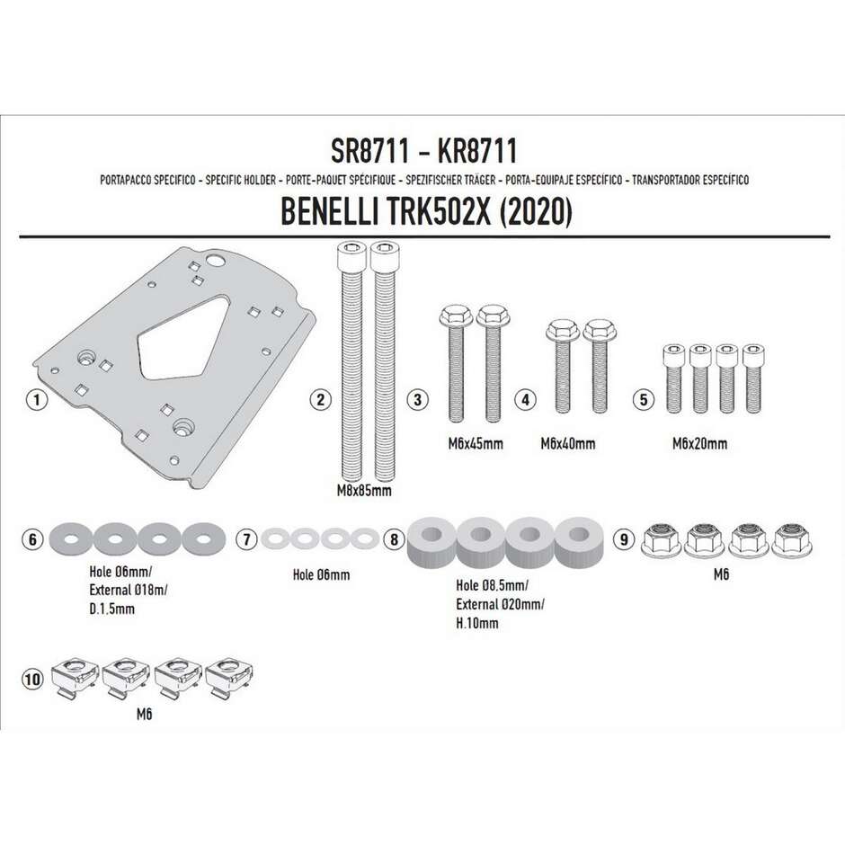 Kappa KR8711 Monokey- oder Monolock-Topcase-Heckträger speziell für Benelli TRK 502 X (2020-22); TRK 502 (2021-22)