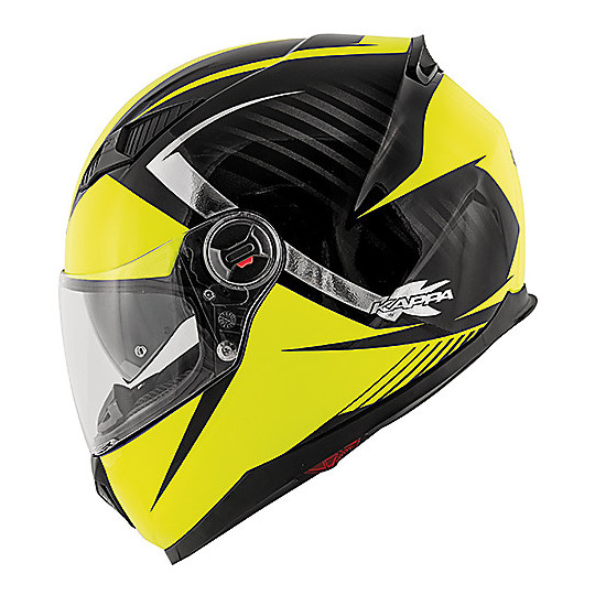 Kappa KV27 Denver Full Face Motorcycle Motorbike Helmet Black/Neon Yellow 