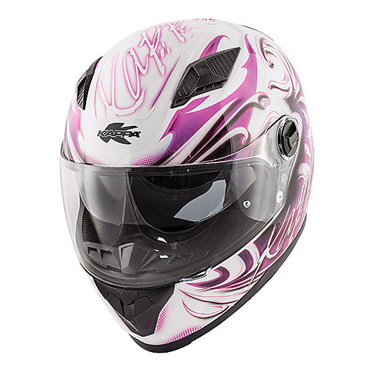 Kappa KV27 Denver Flowers Lady Integral Motorcycle Helmet White Pink