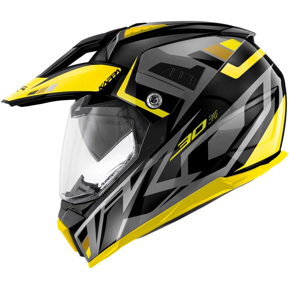 Kappa KV30R GRAYER Enduro Motorcycle Helmet Matt Black Titanium Yellow