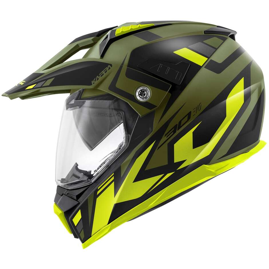 Kappa KV30R GRAYER Enduro Motorcycle Helmet Military Green Black Yellow