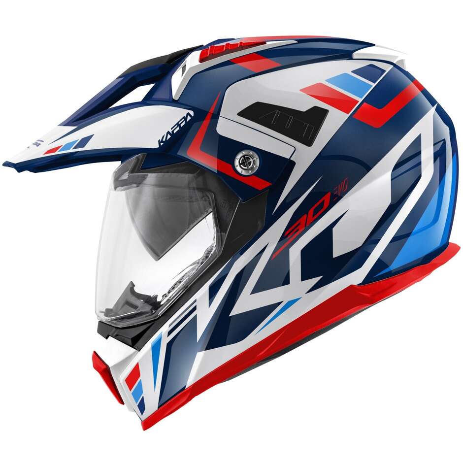 Kappa KV30R GRAYER Enduro Motorcycle Helmet White Blue Red