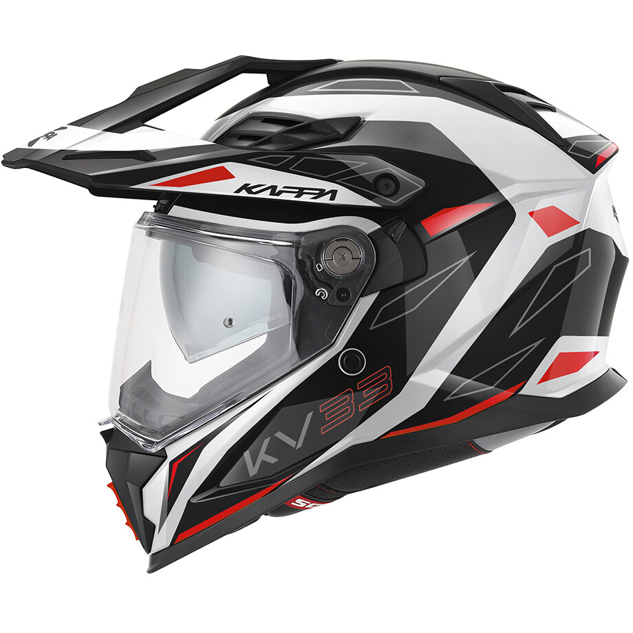 Kappa KV33 WIZARD Adventure Motorradhelm Weiß Schwarz Rot
