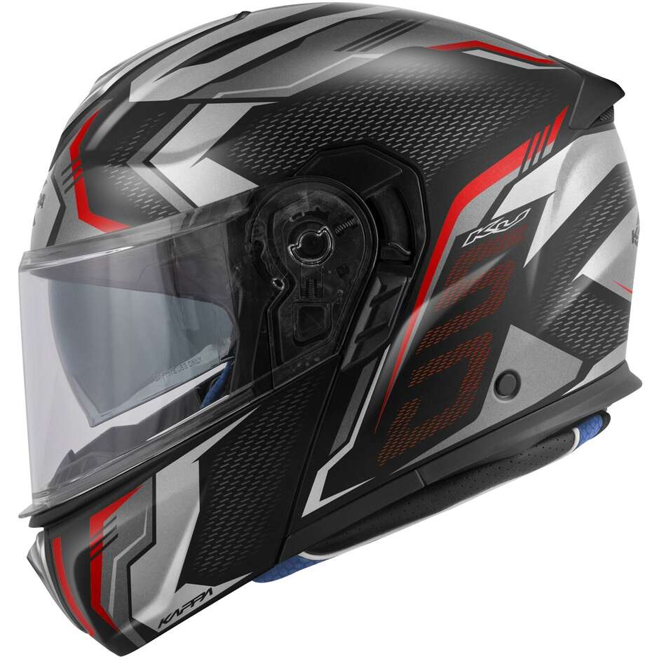 Kappa KV50 F ESCALADE Modular Motorcycle Helmet Matt Black Titanium Red