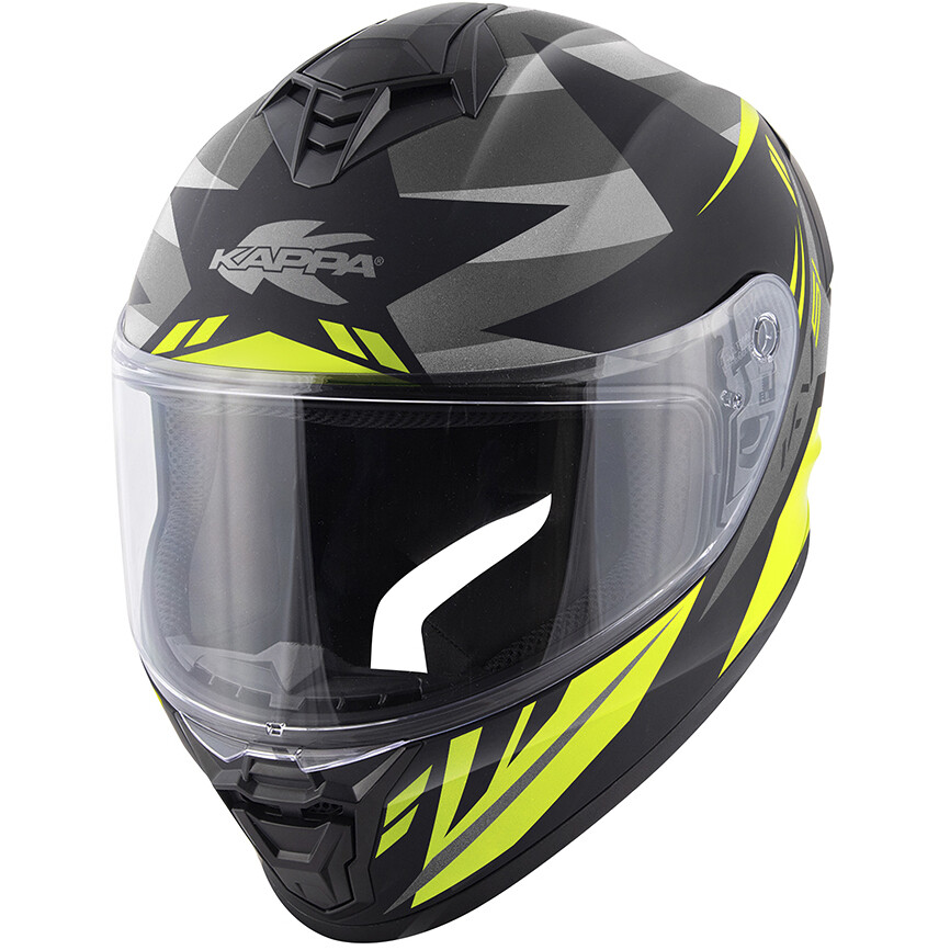 Kappa KV51 ZENITH Integralhelm für Motorräder, Schwarz, Titan, Gelb