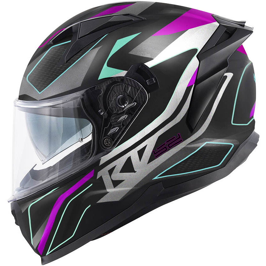 Kappa KV52 ATLANTIC Full Face Motorcycle Helmet Matte Black Fuchsia Blue Silver
