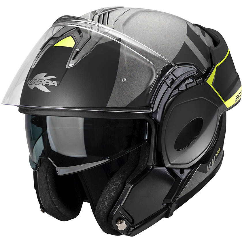 Kappa KV55F YORK Modular Motorcycle Helmet P/J Titanium Black Fluorescent Yellow