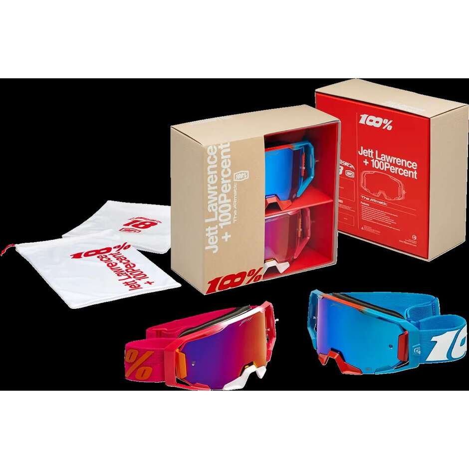 KIT 2 Masques Motocross Enduro 100% ARMATIC LE JETT LAWRENCE Rose Bleu