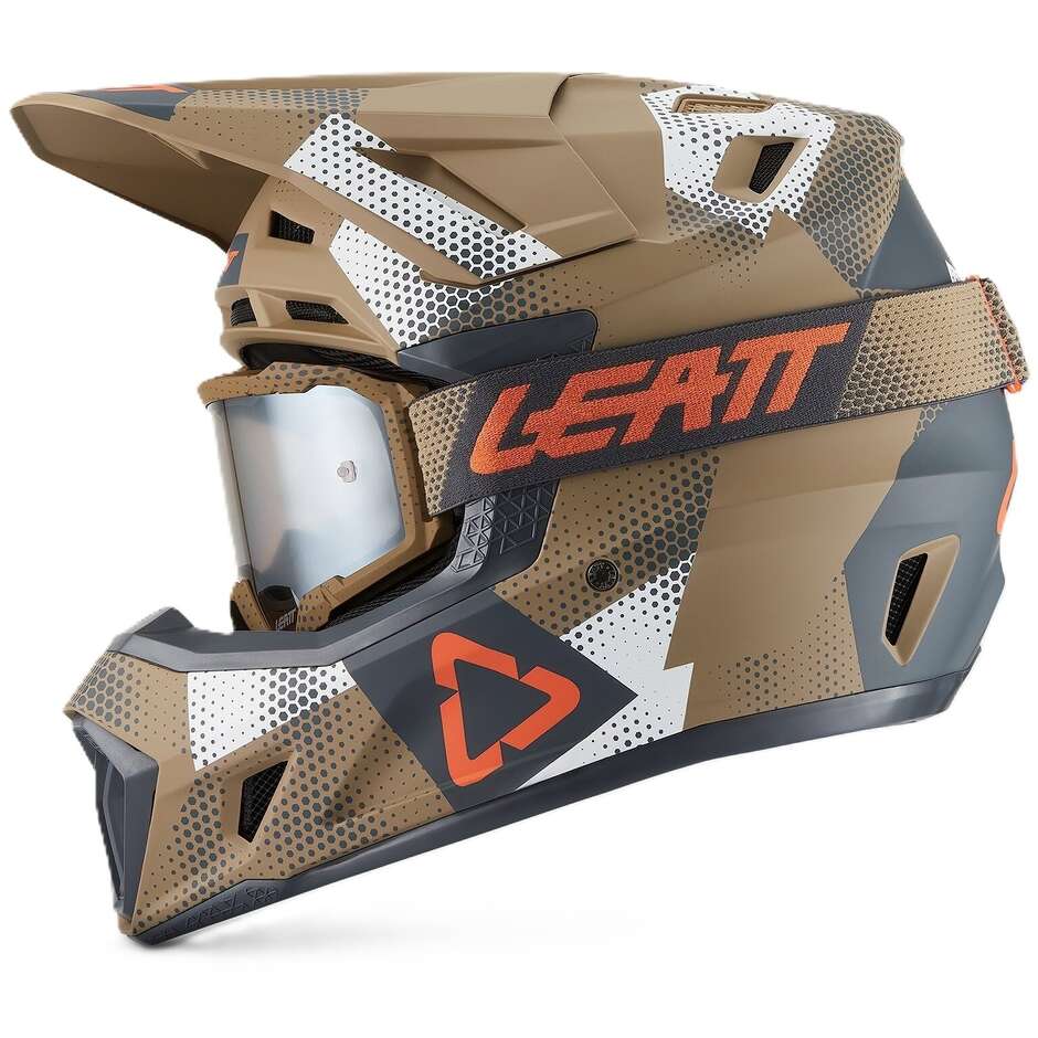 Kit Casco Moto Cross Leatt 7.5 Marrone