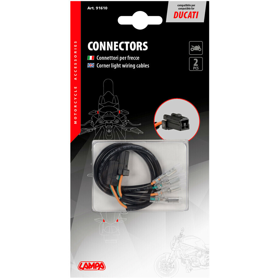 Kit Connettori per Indicatori di Direzione / Frecce Lampa Moto Ducati  (Type 2)