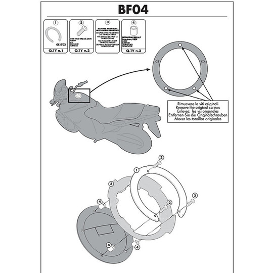 Kit de fixation pour sac Givi BF04 pour réservoir