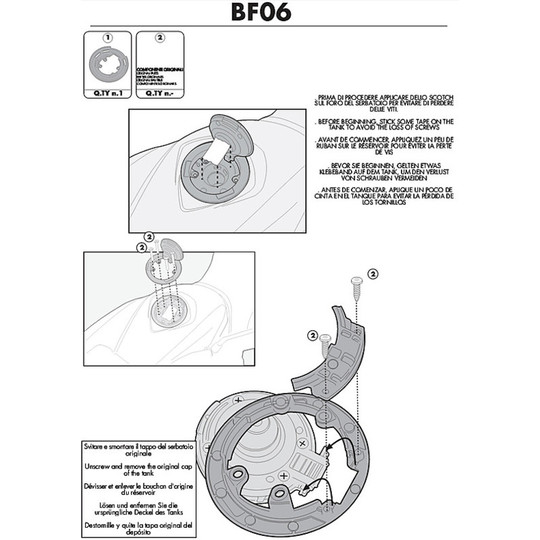 Kit de fixation pour sac Givi BF06 pour réservoir