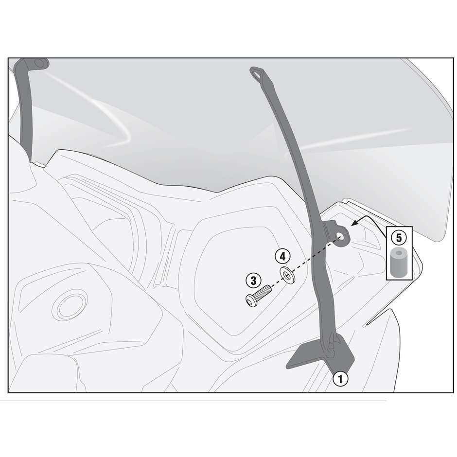 Kit de liaison pour 2111DT Givi D2111KIT Pour MBK Evolys 125-250 (14 > 17) / Skyliner 125-250 (14) ; YAMAHA X-MAX 125-250 (14 > 17) / X-MAX 400 (13 > 16)