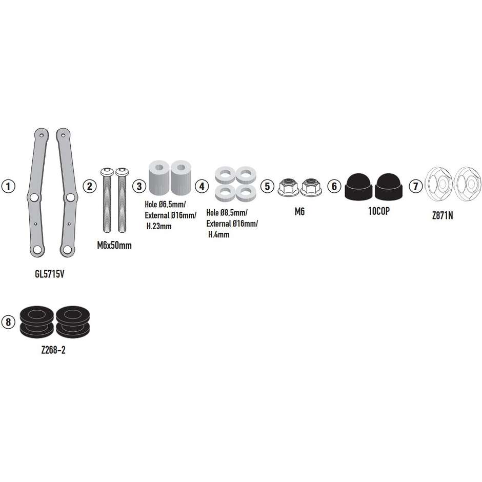 Kit de montage de pare-brise Kappa D9259KITK pour VOGE SR1 125 (23-25)