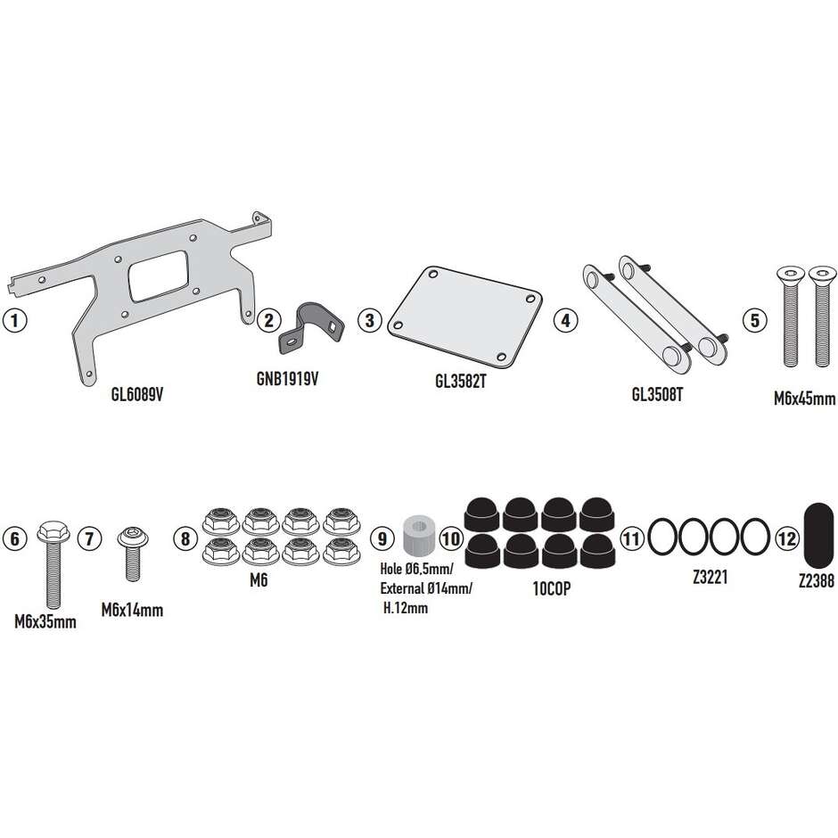 Kit de montage spécifique pour fixer la boîte à outils KS250 sur le support de valise latérale d'origine (en option) Kappa KTL2145KIT Pour YAMAHA TENERE 700 (21-24)