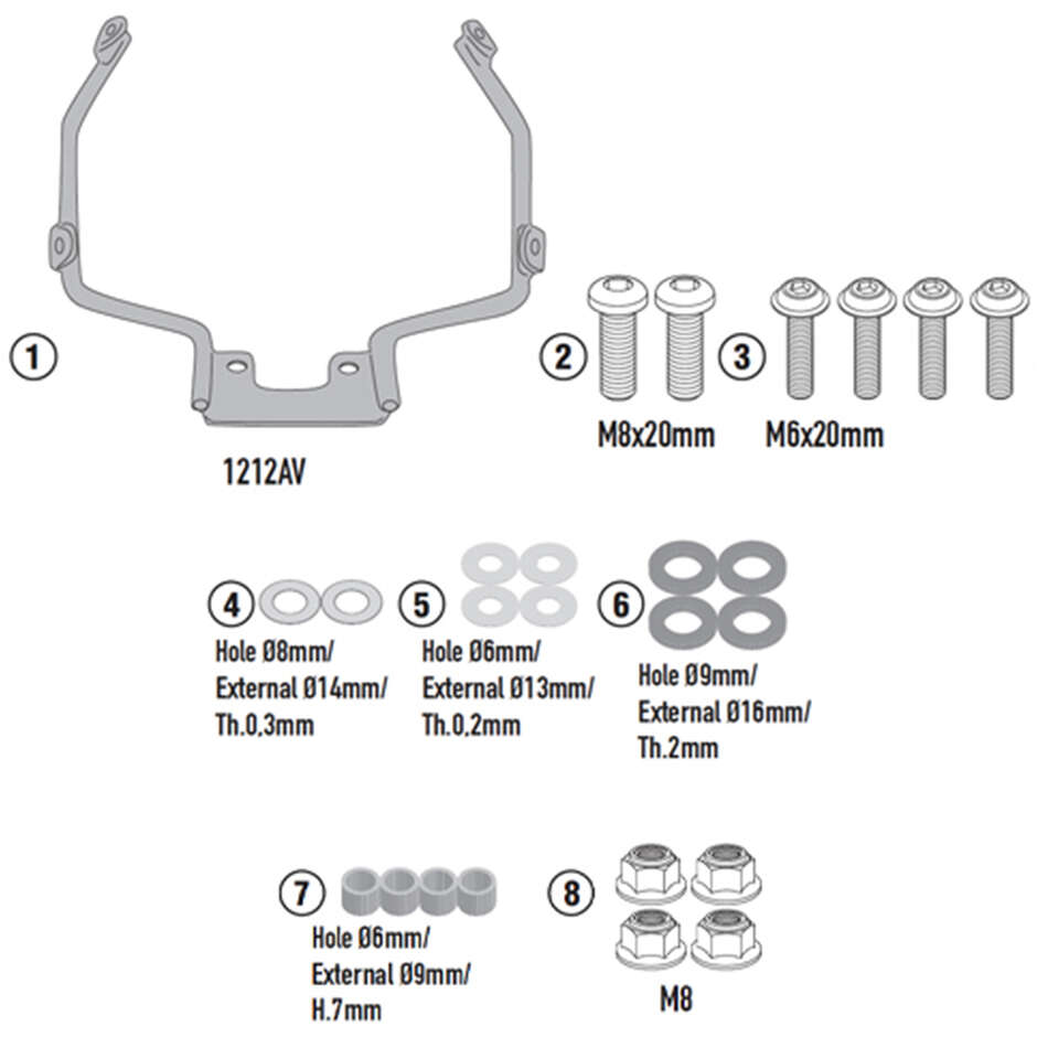 Kit di attacchi Cupolino Per 1212AK A1212AK Per HONDA taglia uni