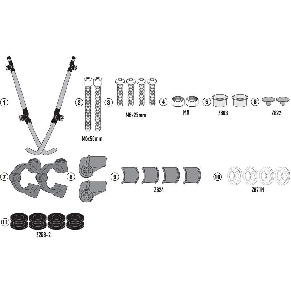 Kit Montaggio Parabrezza Kappa A9030AK Per ASKOLL ES1-ES2-ES3 (19-25)