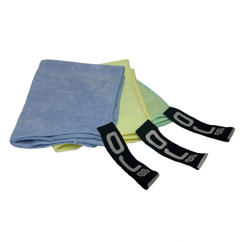 Kit of 3 Soft Microfibre Cloths OJ CLOTH Light Yellow Light Blue Light Green