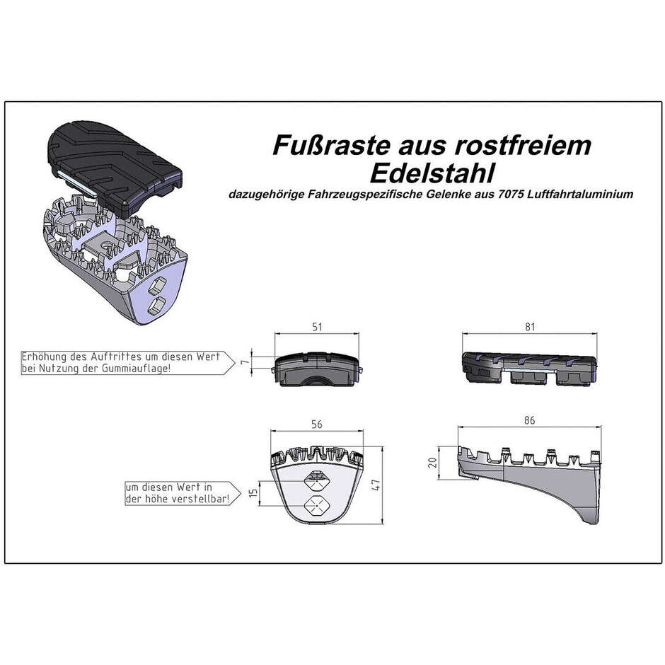 Kit Pedane Regolabili ION Sw-Motech FRS.01.011.10201/S Honda XRV 650/750 (87-03) XL600V (87-99) CRF1000L
