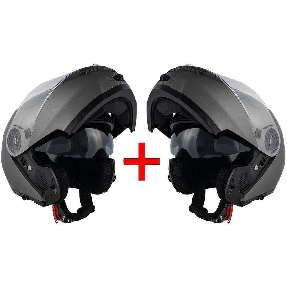 KIT RISPARMIO - Coppia Caschi Modulari Doppia Visiera Givi X.20S Titanio Opaco