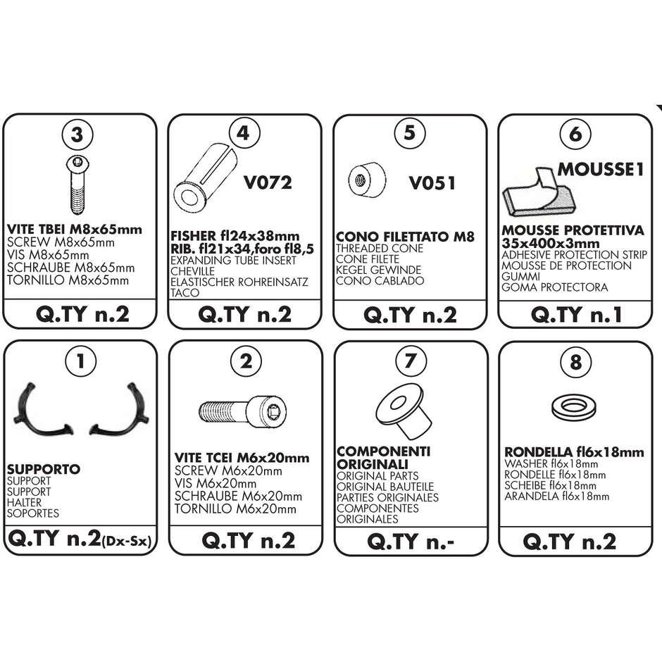 Kit specifico per montare il PL351 / T351 senza l'attacco per il bauletto posteriore 351FZ Givi 351KIT Per YAMAHA FZ6/FZ6 600 Fazer (04 > 06); FZ6 S2 / FZ6 Fazer S2 (07-11)