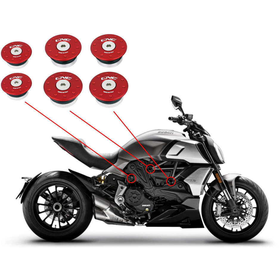 Kit tappi telaio Ducati Diavel 1260 CNC Racing TT361 Rosso
