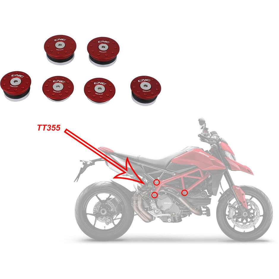 Kit tappi telaio Ducati Hypermotard 950 CNC Racing TT355 Rosso