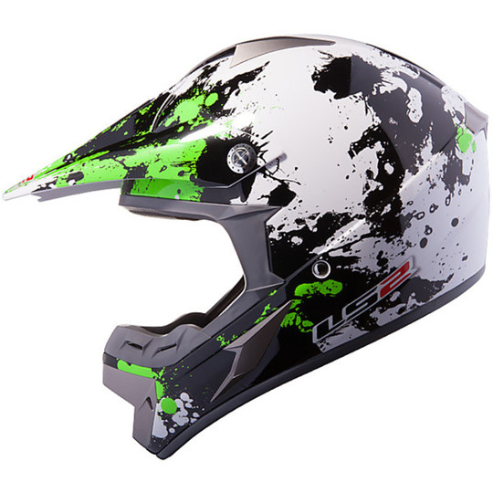 Kreuz Motorradhelm LS2 MX433 Explosion Weiß Grün