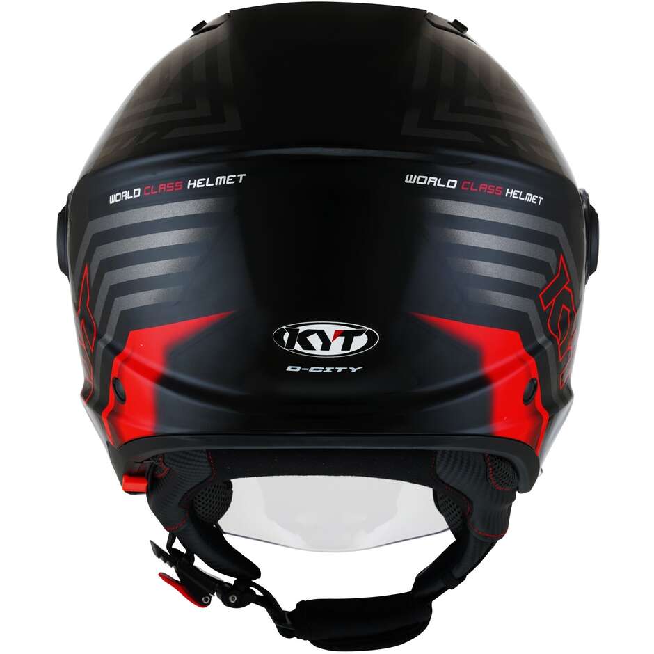 KYT D-CITY LUCENT Jet Motorcycle Helmet Black Red