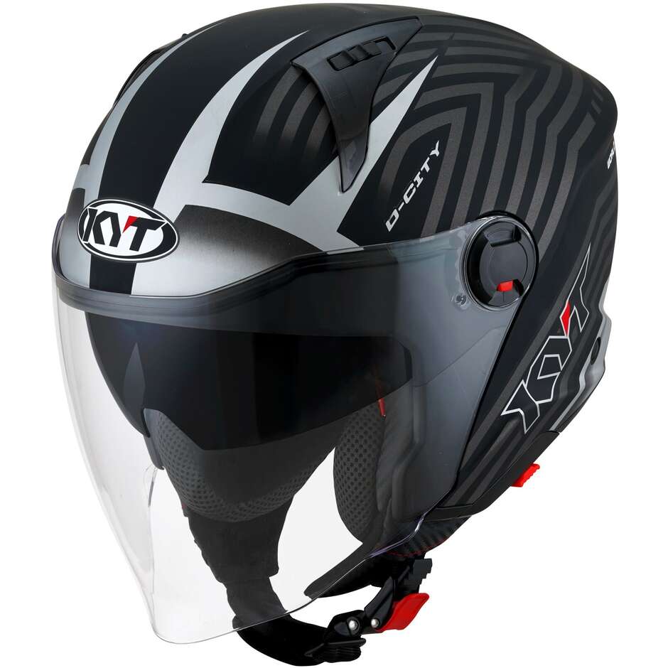KYT D-CITY LUCENT Jet Motorradhelm Mattschwarz Silber