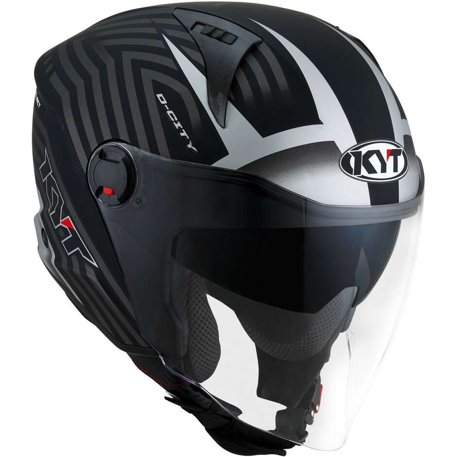 KYT D-CITY LUCENT Jet Motorradhelm Mattschwarz Silber