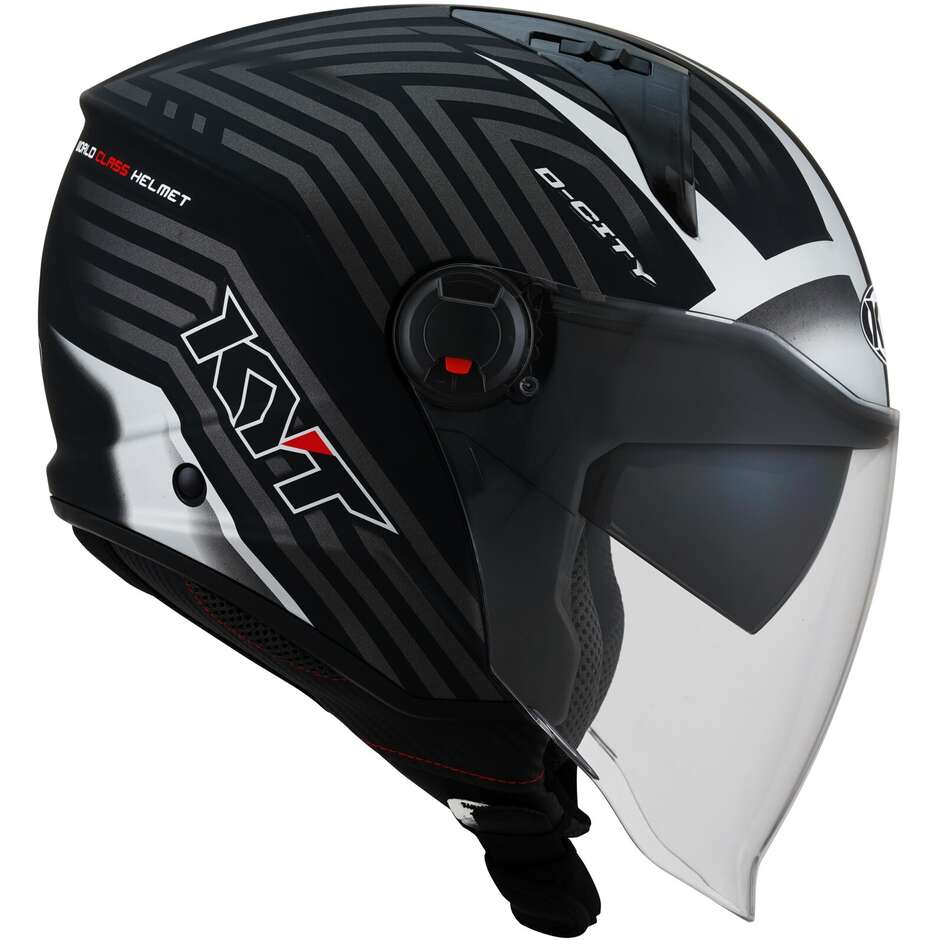 KYT D-CITY LUCENT Jet Motorradhelm Mattschwarz Silber