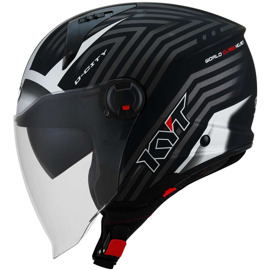 KYT D-CITY LUCENT Jet Motorradhelm Mattschwarz Silber