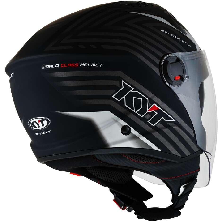 KYT D-CITY LUCENT Jet Motorradhelm Mattschwarz Silber
